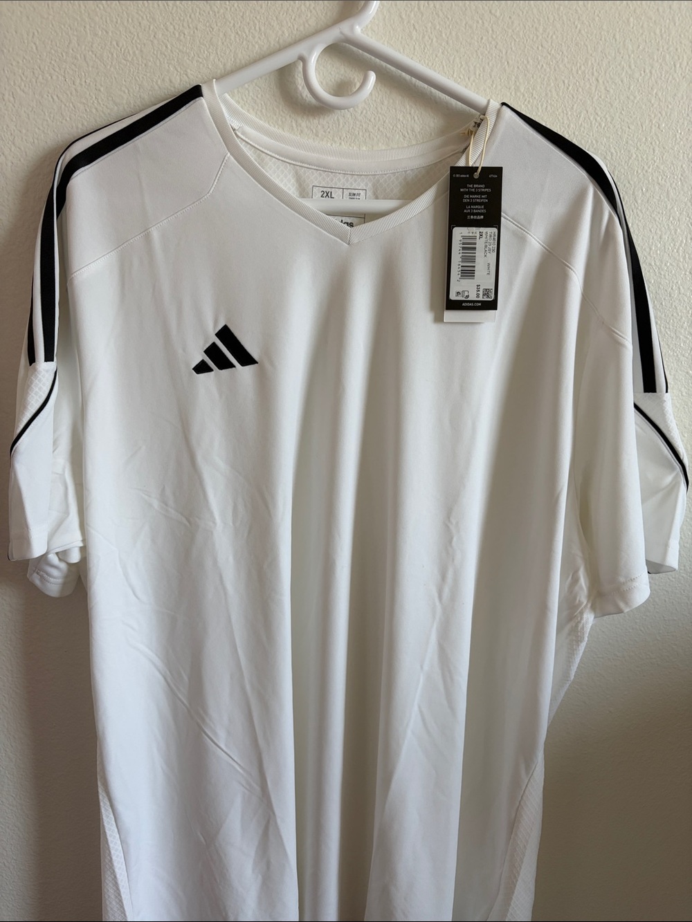adidas Men’s White Soccer Jersey with Black Accents